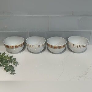 West Elm Salad Cereal Candy Bowl Microwave Dishwasher Safe White Brow Green Cute